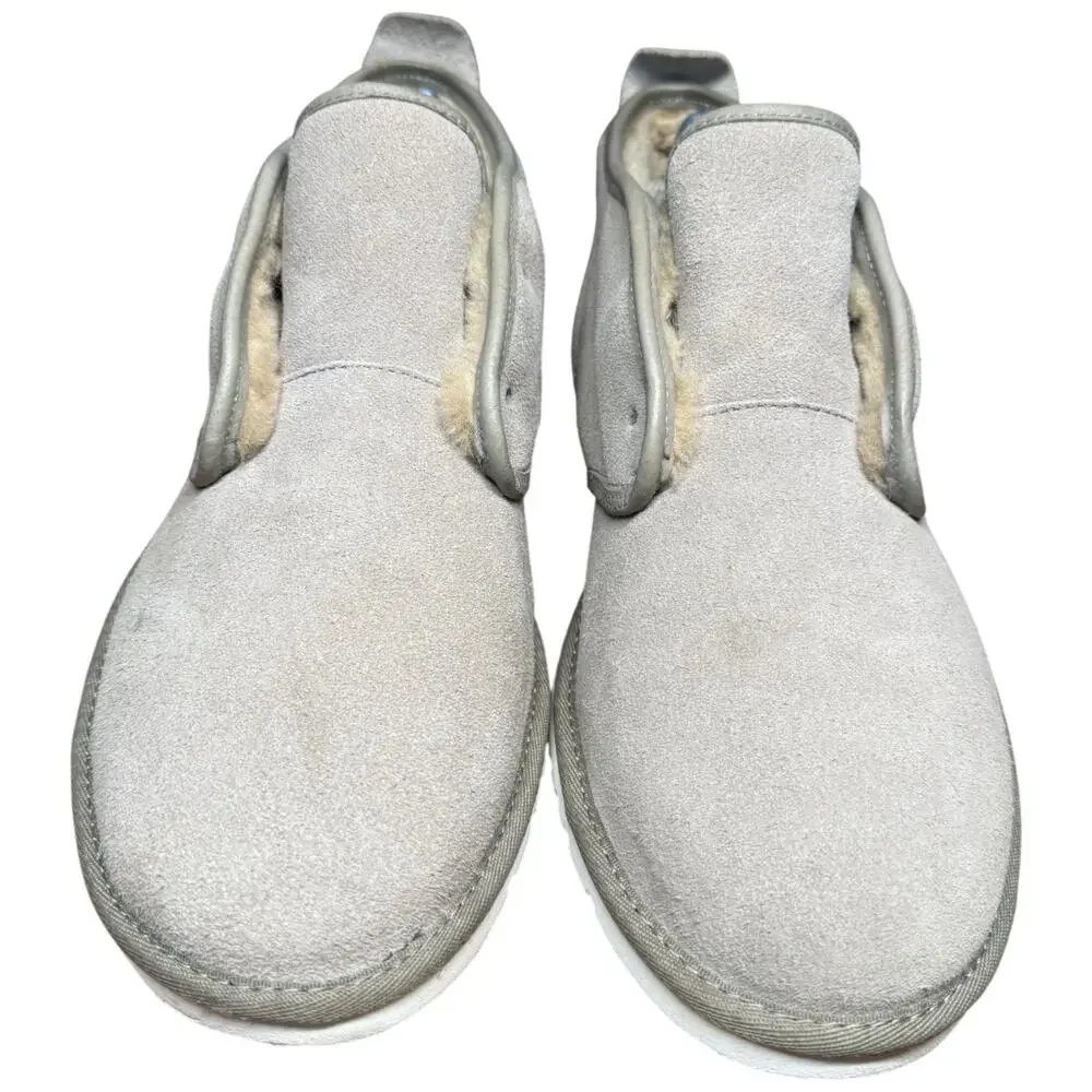 UGG Maksim Chukka Boots Men 11 Brindle Grey Suede Shearling Lined Lace Up READ